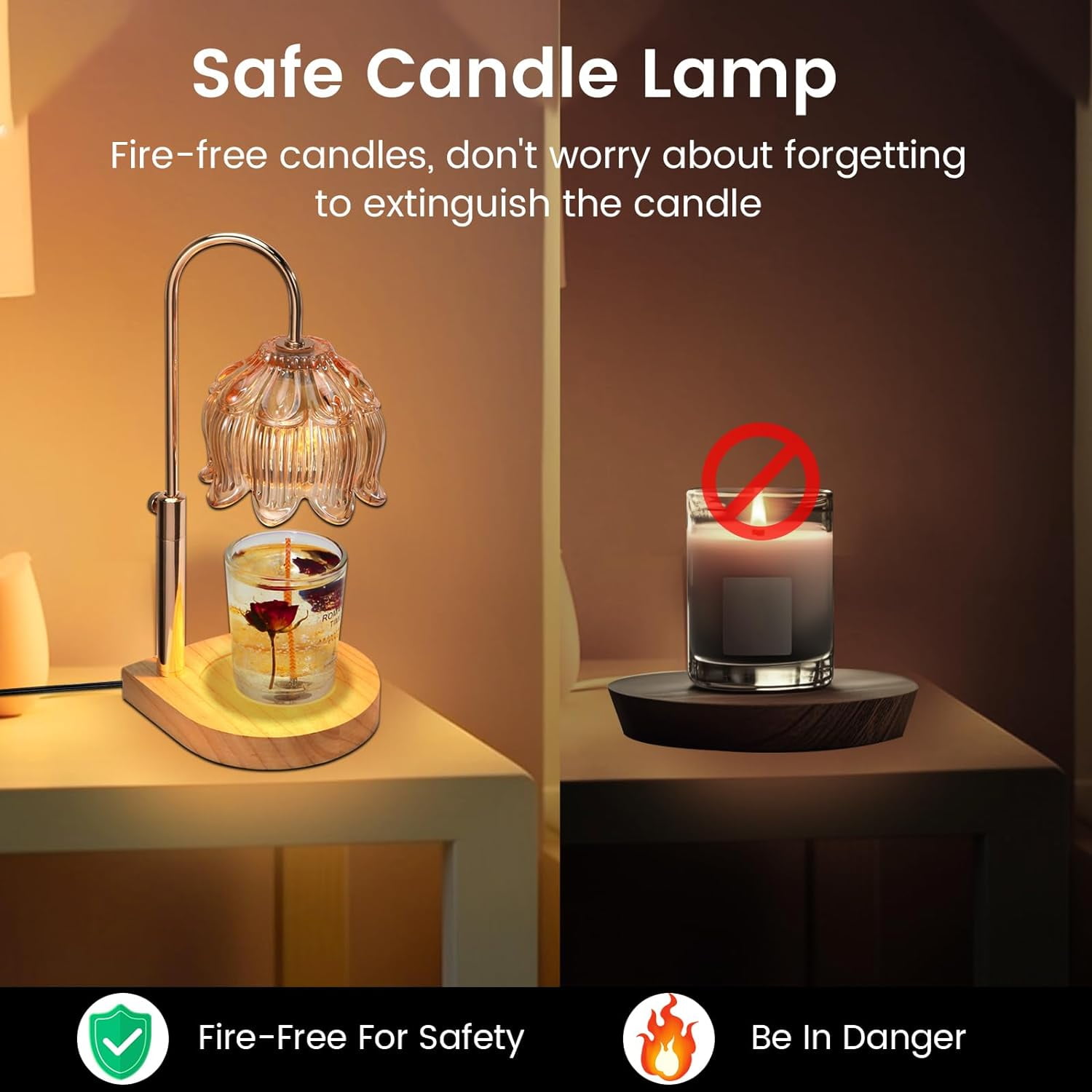 Lampe Chauffe-bougie Aromathérapie 3 En 1 - Minuterie Et Variateur Luminosité - 50W - Marbre Et Verre