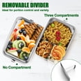 thumbnail image 4 of Vesteel Large Capacity Bento Box, 81oz Stainless Steel Lunch Box Metal Food Storage Container with Removable Dividers, Portable & Leak-Proof Meal Prep Container with 3 Compartment, 4 of 8