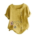 thumbnail image 4 of Yuncity Linen Shirt Women Casual Loose Cotton Short Sleeve T-Shirt S-2Xl, 4 of 5