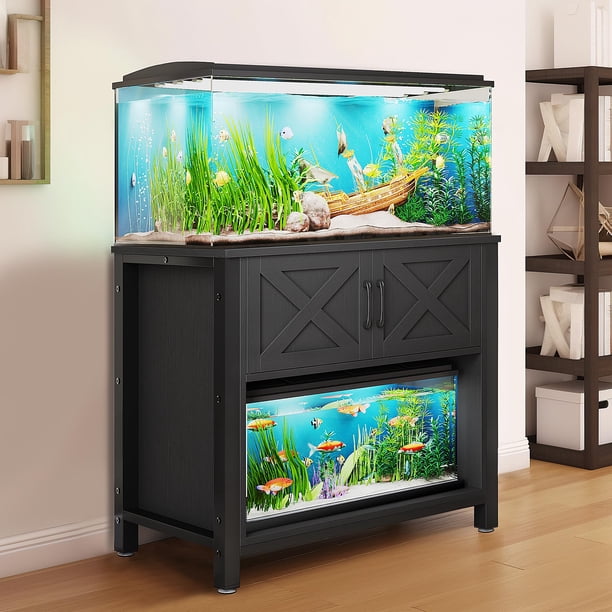 DEXTRUS Modern Heavy-Duty & Power Outlets Wooden Aquarium Stand