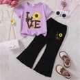 thumbnail image 2 of HCNTES Children Kids Girls 2 Piece School Outfits Short Sleeve T-Shirt & Flared Pants Summer Clothing Set Size 3T 4T 5T 6T 7T 8T(H03-C,4-5 Years), 2 of 4