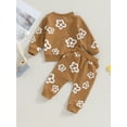 thumbnail image 4 of Bagilaanoe 2PCS Toddler Baby Girl Long Pants Set Flower Print Long Sleeve Sweatshirt Tops + Sweatpants 6M 12M 18M 24M 3T Kids Casual Sweatsuits, 4 of 8