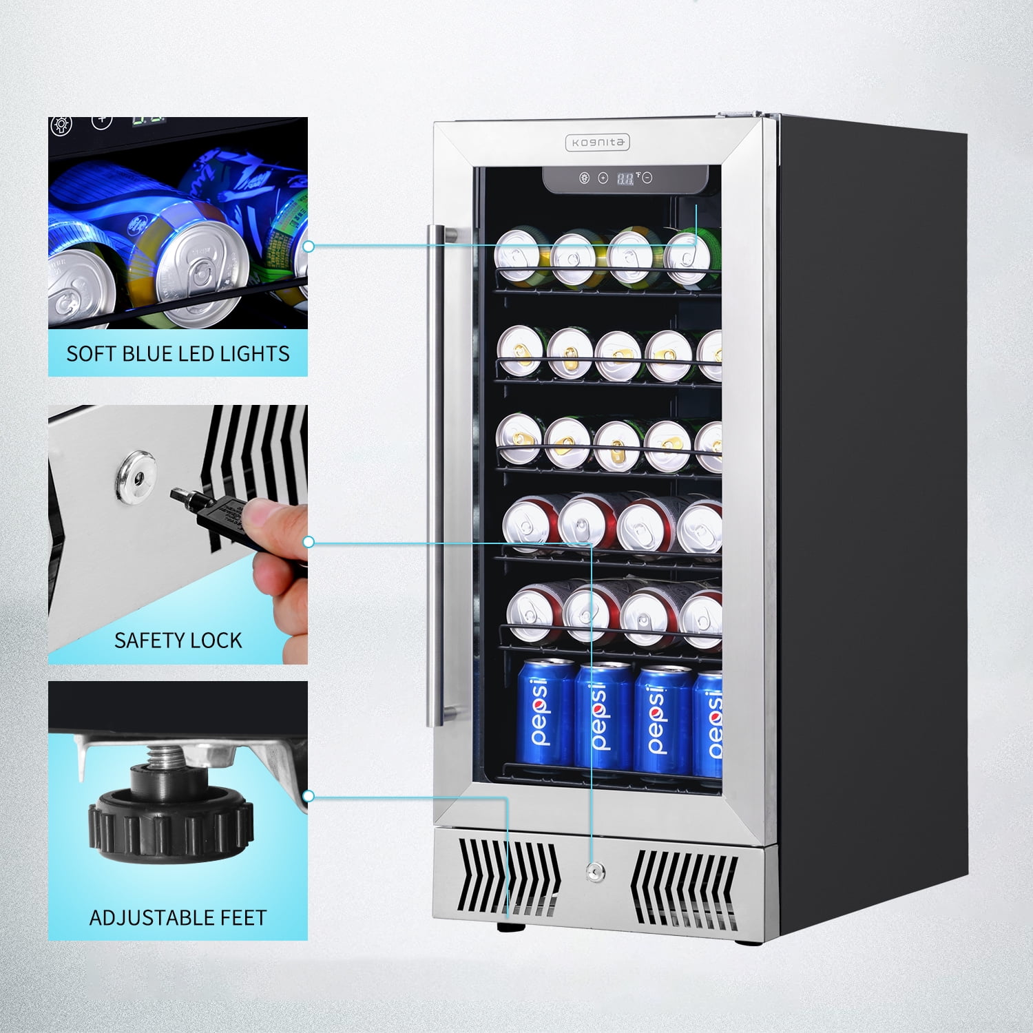 Mini fridge with glass hotsell door and blue light