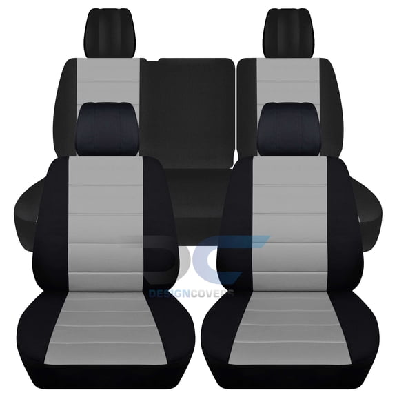 Designcovers Compatible with 2012-2018 Dodge Ram Two-Tone Cotton Truck Seat Covers (40/60 Split Rear Bench ):Black and Silver - Full Set Front&Rear