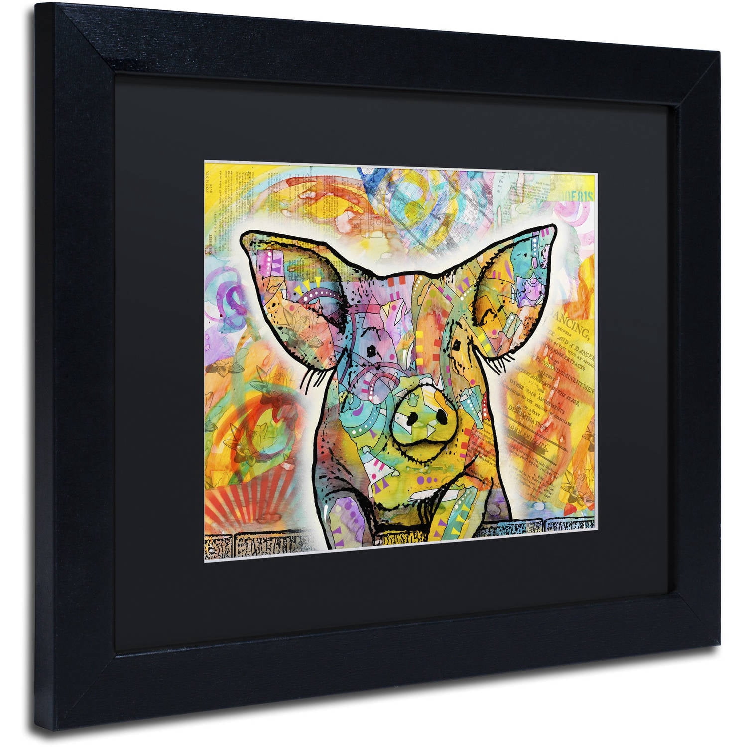 Trademark Fine Art 'The Pig' Canvas Art by Dean Russo, Black Matte, Black Frame