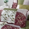 thumbnail image 6 of Home Soft Things 8-Piece Floral Plaid Patchwork Bedspread Set, Reversible & Soft - Burgundy - Queen (106" x 106"), 6 of 8