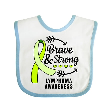 

Inktastic Lymphoma Awareness Brave and Strong with Arrows Gift Baby Boy or Baby Girl Bib