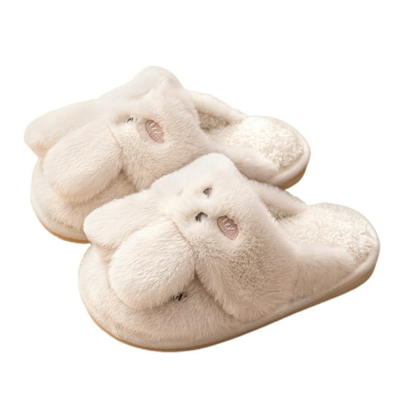 HUANBAI Cozy Animal Themed Indoor Slippers For Kids Girls With Sole Winter Shoes For Children Soft Warm Fleece Lined Home Footwear 6-7 Years