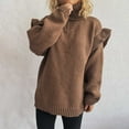 thumbnail image 6 of Ltctricy Oversized Sweaters for Women Ruffle Long Sleeve Turtleneck Loose Casual Pullover Sweaters Fall Winter Knit Sweaters(Brown,Medium), 6 of 6