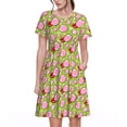 thumbnail image 1 of Disketp Lips blowing bubble gum para Vestido de Manga Corta para Mujeres, Vestidos de Verano para Mujeres, Casual y Holgado para la Playa, 1 of 6