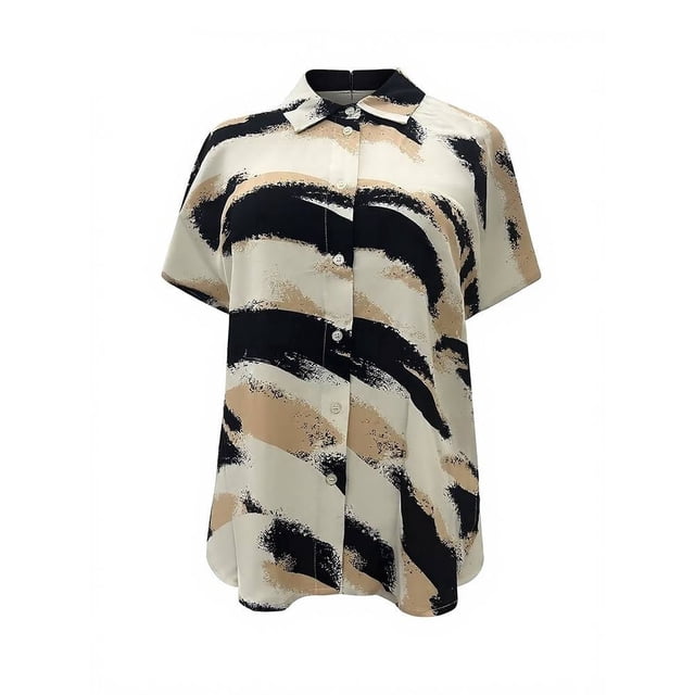 Ropa Playa Ocean Pacific para Mujer Blusa Camisera Botones Manga Corta Brochas Multicolor Talla CH