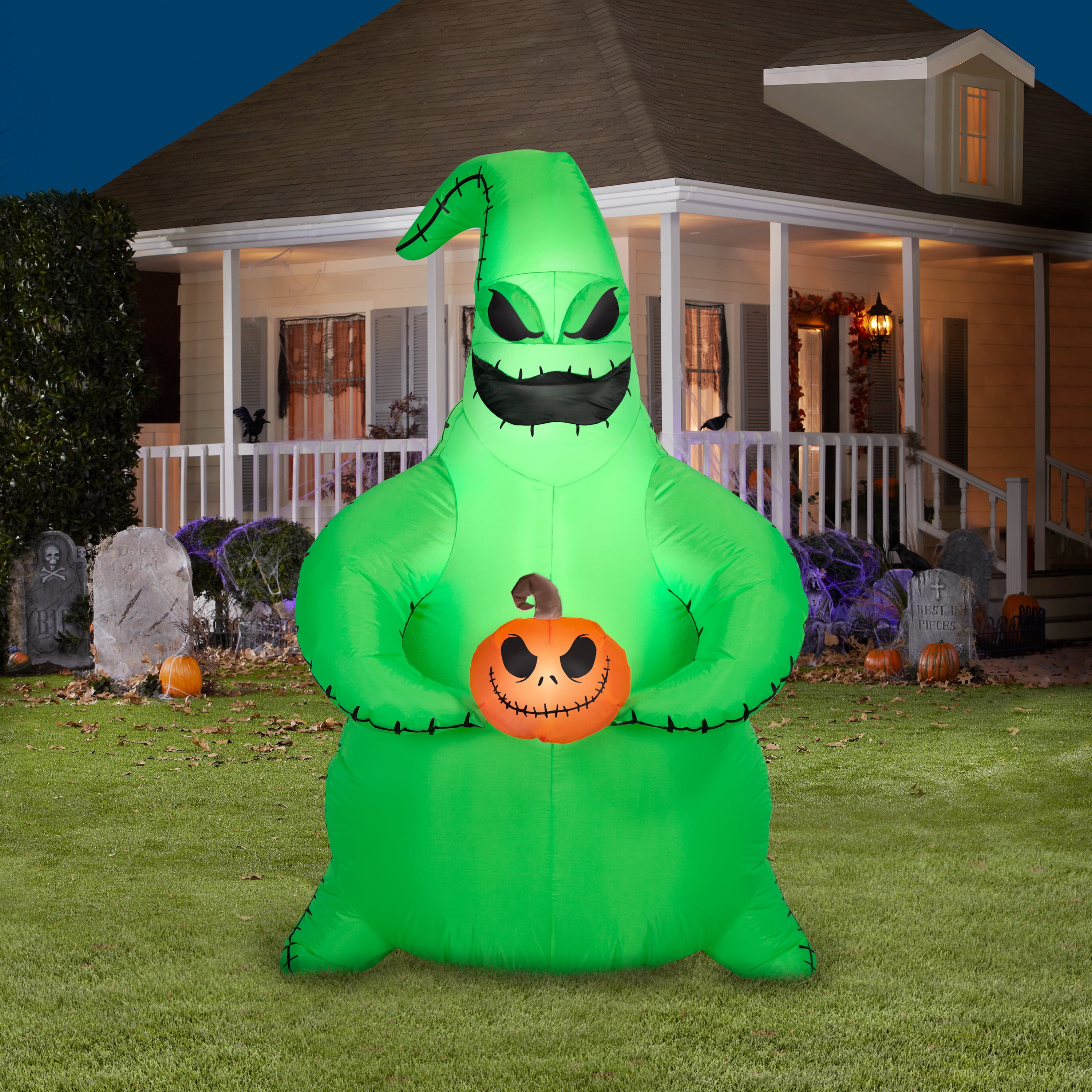 Airblown Halloween Yard Inflatables Light Oogie Boogie Jack Pumpkin Head Disney, 5 ft