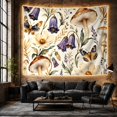 thumbnail image 6 of Mushrooms and Butterflies in a Botanical Garden, Whimsical Watercolor for Nature Lovers, Vintage Wall Art Decor, Birthday Gift Tapestry Wall Hanging for Bedroom and Living Room, 6 of 7