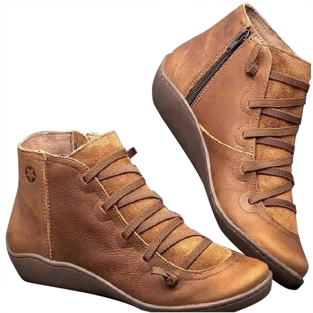Details about   Ladies Womens Retro Ankle Boots Chunky high Heels Riding Shoes Round Toe Size 
