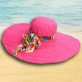 thumbnail image 2 of Weikingp Sun Hats for Women Women Print Two-Side Big Brim Straw Hat Sun Floppy Wide Brim Hats Beach Cap Sun Hat Fascinators Hats for Women Bucket Hats for Woman (Clearance) Hot Pink Cotton, 2 of 4