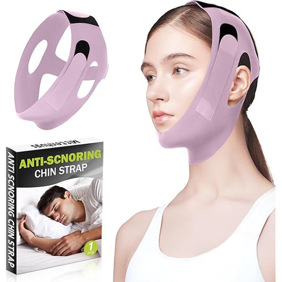 AoVoTo Chin Strap for Sleeping, Anti Snoring Devices to Stop Snoring, Snore Stopper for Sleeping Adjustable & Breathable for Men, Women(Pink)