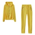 thumbnail image 4 of Sweatsuit with Pockets Athletic Sweatsuits Jogging Suits Women 2 Piece Bear Sweatsuit Pullover Top Drawstring Waist Pants Set Long Sleeve Hooded Matching Joggers Sweatpants - Yellow, 4 of 4