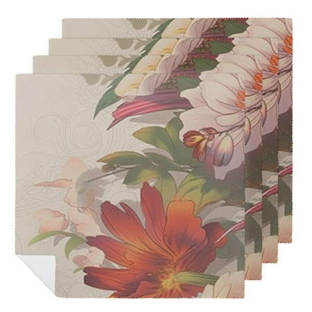 

JRXY Flowers Cloth Napkins Polyester Home Decor Gift Set of 6 for Wedding Banquet Parties 6 PCS