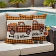 thumbnail image 4 of Orange Black Truck Fall Outdoor Waterproof Pillow Covers, Thanksgiving Plaid Vintage Rustic Decorative Square Throw Pillowcase Sofa Cushion Sham for Patio/Couch/Chair, 16"x16" 2 Pack, 4 of 8