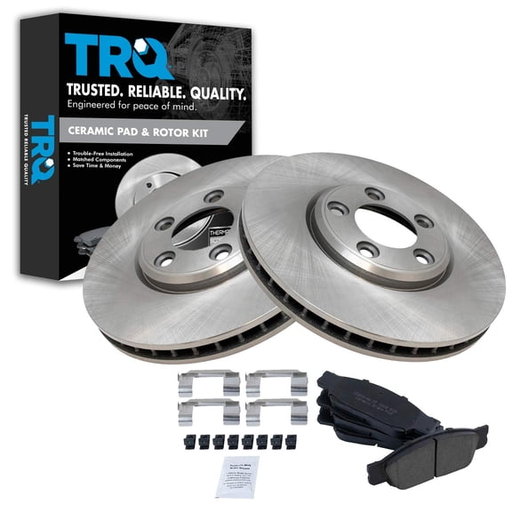 TRQ Front Brake Pad & Rotor Kit Brake Pads Brake Rotor Ceramic Fits Select 2002-2005 Ford Thunderbird 2000-2002 Jaguar S-Type 2000-2006 Lincoln LS