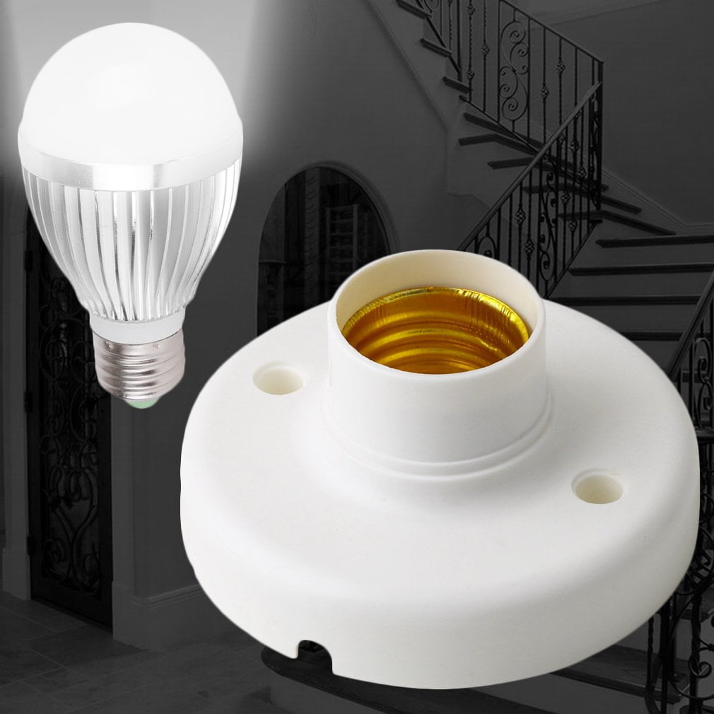 Useful E27 Round Plastic Base Screw Light Bulb Lamp Socket Holder White GA 