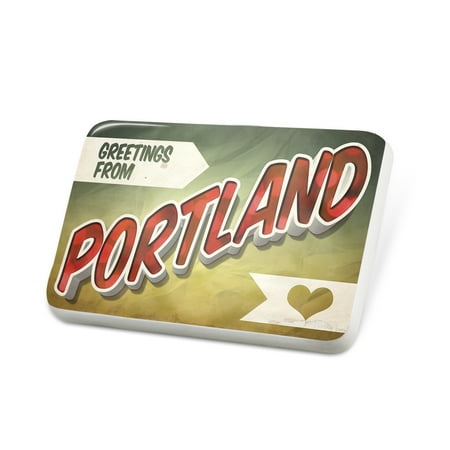 Porcelein Pin Greetings from Portland, Vintage Postcard Lapel Badge – NEONBLOND