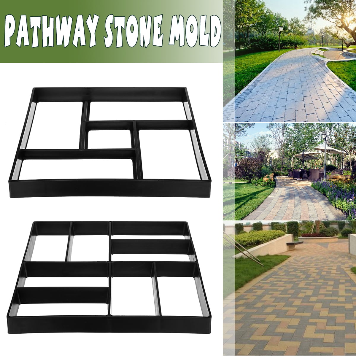 2 Styles Pathway Stone Mold DIY Driveway Paving Pavement ...