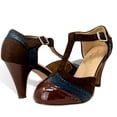 thumbnail image 4 of Chase & Chloe Women's Vintage-Inspired T-Strap Heels with Two-Tone Wingtip Detailing, 4 of 4