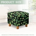 thumbnail image 3 of SCRAWLGOD St. Patrick's Day Shamrock Heart Print Green Black Ottoman Cover Stretch Ottoman Slipcover Square, Polyester and Spandex Fabric for Square Ottomans, Universal Footstool Protector, 3 of 7