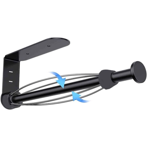 Wall-Mounted Paper Towel Holder, No-Drill Adhesive, Black, Compatible with Most Brands, for Kitchen and Bathroom