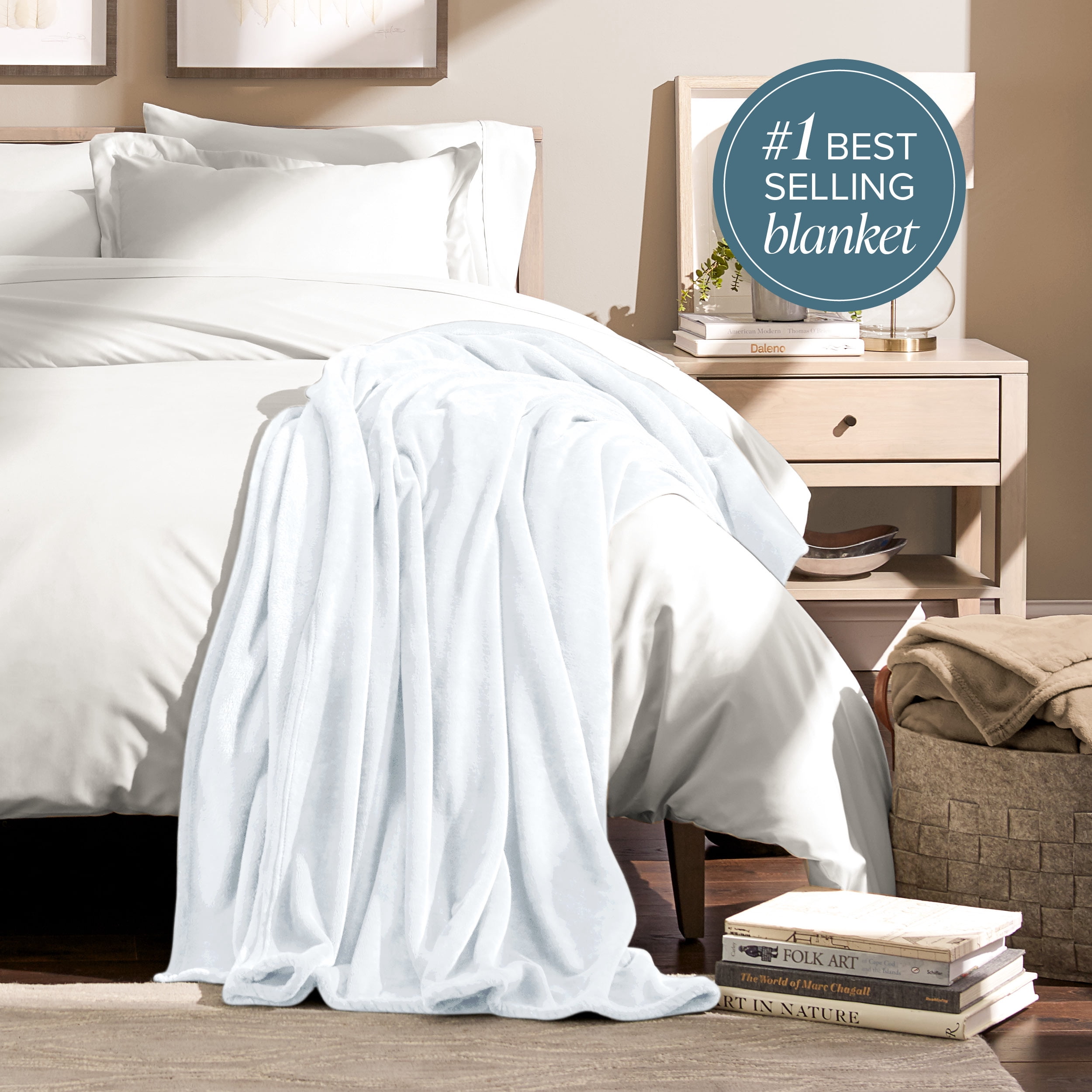 Bare Home Microplush Fleece Blanket - 300 GSM - Fuzzy Microfleece - Soft & Plush - Throw XL, White