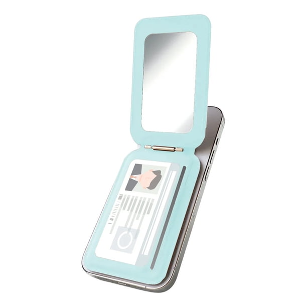 Wallet Cartera Magnetica Con Espejo Para Iphone Magsafe Celeste