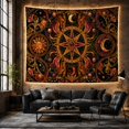 thumbnail image 6 of Compass Star Within Ornate Sun and Moon Panels, Mystical Vintage for Astronomy Fans, Celestial Wall Art, Housewarming Gift, Tapestry Wall Hanging for Study Room and Den, 6 of 7