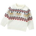 thumbnail image 2 of Bnwani Christmas Infant Sweaters Boys Knitted Crew Neck Cartoon Sweater White, 2 of 8