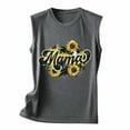 thumbnail image 4 of Wycnly Tank Top for Women Sunflower Graphics Summer Round Neck Sleeveless T Shirts Fashion MAMA Letter Print Loose Breathable Vest Blouses Gray xxl Under $5, 4 of 5