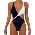 thumbnail image 3 of BSDJILFG Black and White Swimsuits for Women One-Piece Monokini Bathing Suit Criss Cross V-Neck Slimming Beachwear Vacation, 3 of 6