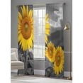 thumbnail image 4 of Sunflowers Sheer Curtains 84 Inch Length 2 Panels Set, Grey Farmhouse Botanical Floral Flowers Voile Window Treatment Rod Pocket Curtains Sheers Drapes for Bedroom/Living Room/Kitchen 52"x84"x2, 4 of 7