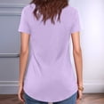 thumbnail image 5 of Lixiuxyad Women's Casual Solid Color V Neck Regular T Shirt Top For Everyday Wear Trendy Casual,Purple XXL, 5 of 6