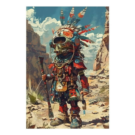 Diamond Painting Kits for Adults - Tribal Futuristic Warrior5d Diy Full Drill Diamond Art Kits for Adults Kits Gem Art Rhinestones Craft for Wall Home Decor Gifts(No Frame)