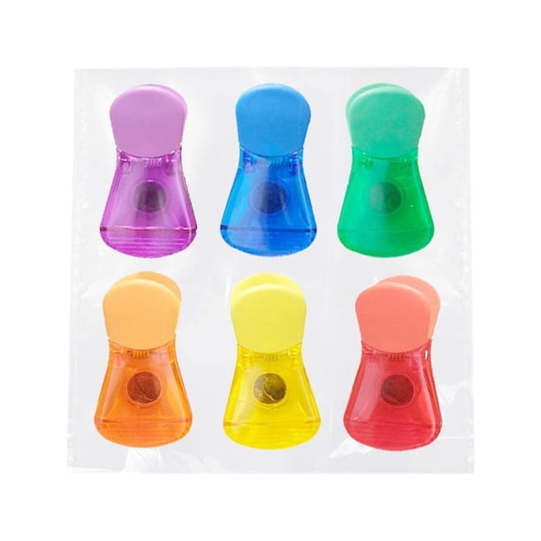 paquete de 24, 6 clips magnéticos de colores brillantes surtidos para refrigerador, clips magnéticos, clips para chips, clips para bolsas para almacenamiento de alimentos, aperitivos.