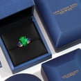 thumbnail image 5 of Gem Stone King 5.00 Ct Oval Green Nano Emerald Blue Sapphire 18K Rose Gold Plated Silver 3-Stone Engagement Ring, 5 of 6