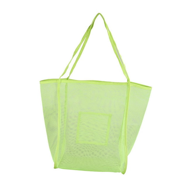 Bolsa de playa de malla grande y plegable para compras de comestibles, vacaciones y camping. Amarillo