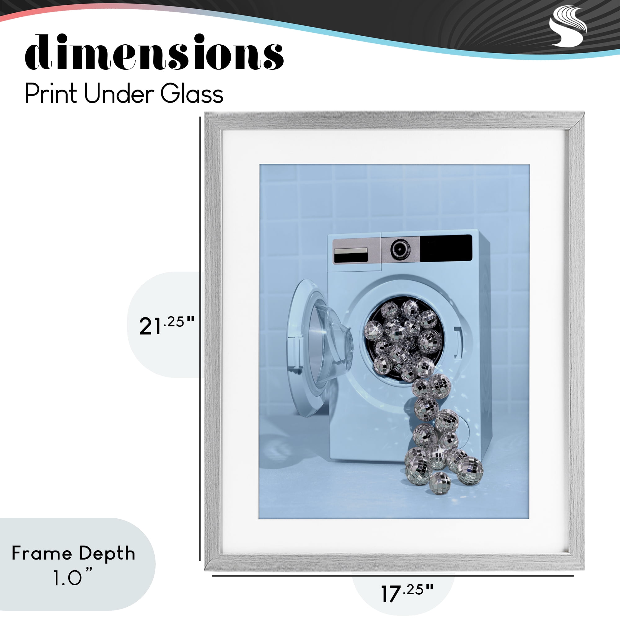 Stupell Industries Disco Laundry Machine over Blue Gray Framed Print Under Glass, design by LISH Creative