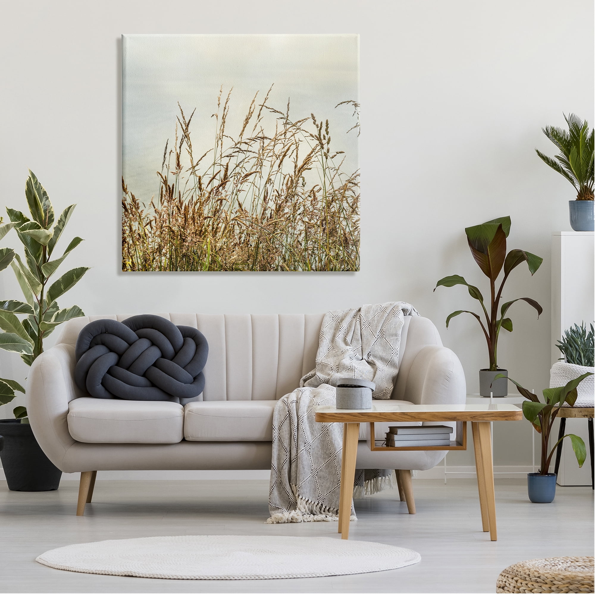 Stupell Industries Ocean Reeds Photography Landscape Photography Gallery Wrapped Canvas Art Print Wall Art, 36 x 36
