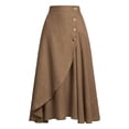 thumbnail image 7 of Maxi Flowy Skirts for Women Summer Elastic High Waisted Dressy Casual Ruffle Asymmetrical Hem Long Linen Wrap Skirt, 7 of 7