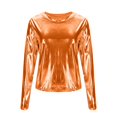 thumbnail image 6 of GEWSEY Metallic Tops for Women Long Sleeve Shimmer Disco Party T-Shirt Slim Going Out Club Sparkly Blouses Concert Outfit (Orange, M), 6 of 7