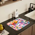 thumbnail image 5 of Yayeee Dish Drying Mat for Kitchen Counter 16" x 18" Microfiber Super Absorbent Coffee Decorative Pad, Light Colorful Circles, 5 of 9