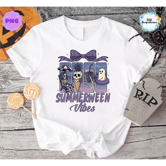 Summerween Ghost Beach Party Shirt, Halloween Vibes Shirt, Coquette Bow Halloween Shirt, Spooky Summer Shirt, Funny Skull Shirt, Vacation TH140637