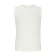 thumbnail image 4 of HOOMEUMY Men's Summer Slim Fit Solid Color Knitted Tank Top Basic Crew Neck Sleeveless Pullover Tank Top White L, 4 of 8