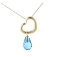 thumbnail image 2 of Galaxy Gold 14K Solid Yellow Gold 24" Open Heart Pendant Necklace with a Genuine Blue Topaz Drop, 14"-24" Sizes, December Birthstone, Symbol of Calm, 2 of 6